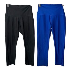 Tesla Activewear Capri‎ Leggings 2 Pack Small Black Blue Mid Rise Stretch